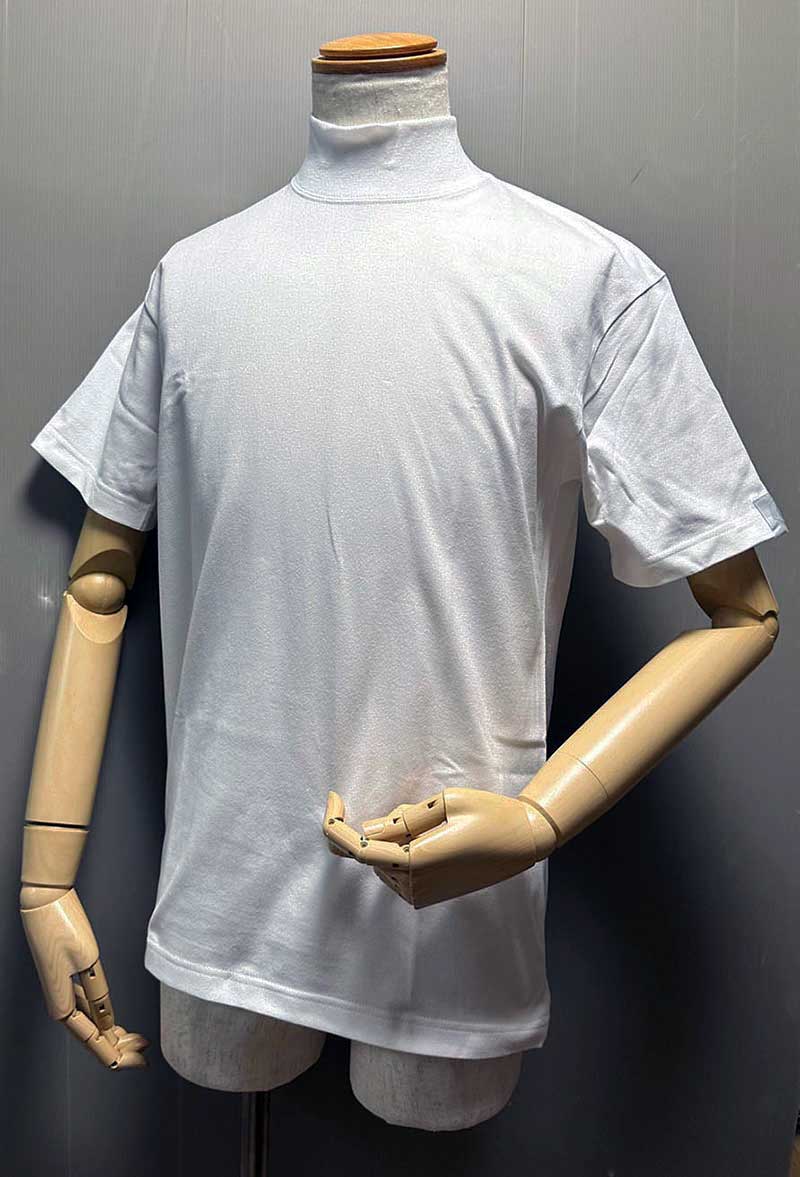 日本製無地Tシャツ厚手半袖モックネック6オンス40番双糸