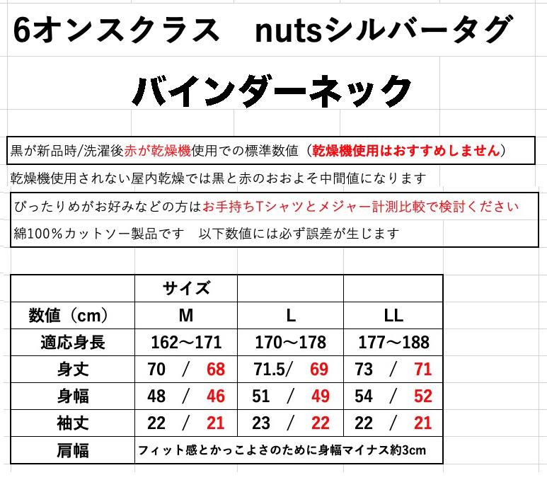 サイズ採寸表シルバータグ