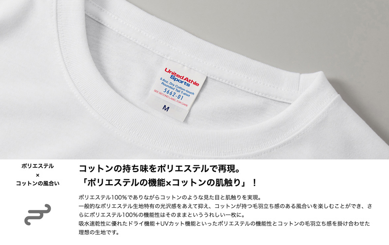 5.6oz　吸汗速乾+コットン風味のドライTシャツ